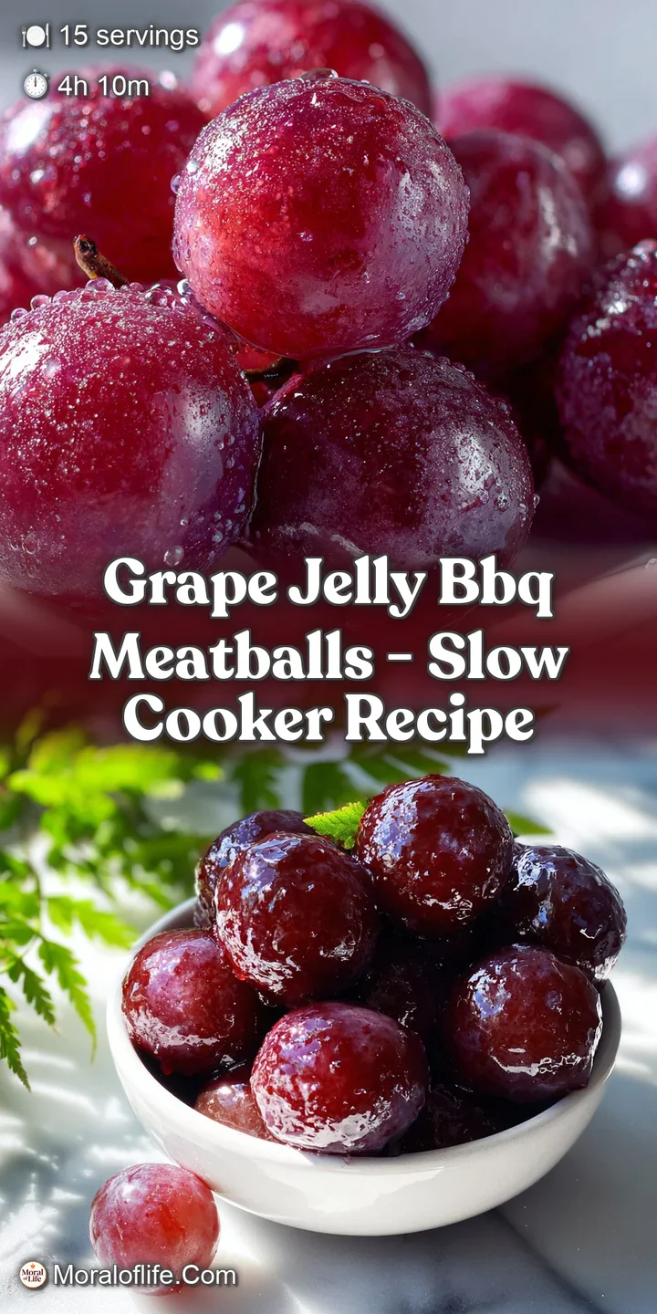 Close-up of tender, glistening meatballs coated in a thick, sticky, deep-red BBQ sauce; a tempting, sweet-and-savory delight.