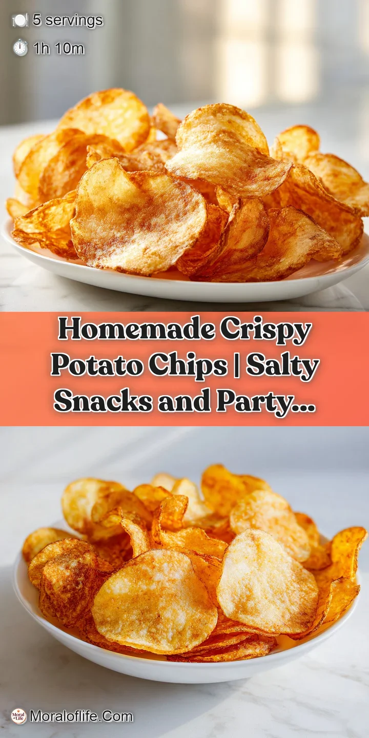 A close-up shot reveals the perfect golden crunch of a single potato chip, its airy texture visible.