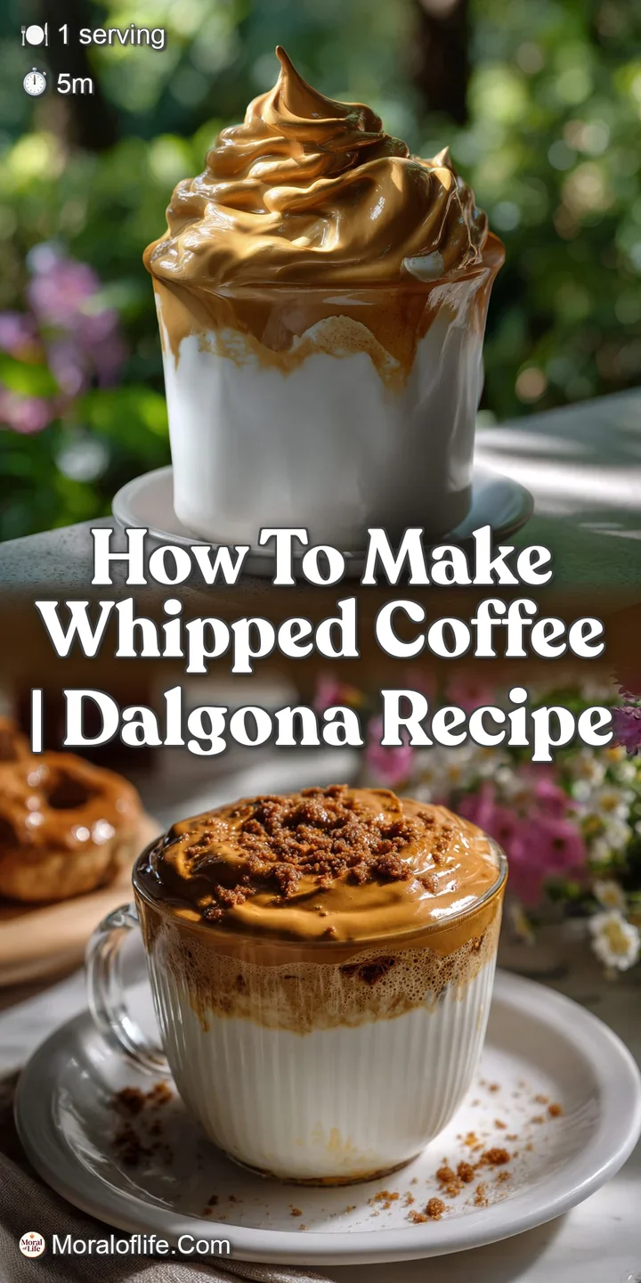 Close-up of a frothy, caramel-colored whipped coffee, melting slowly into a glass of chilled milk, enticing and delicious.