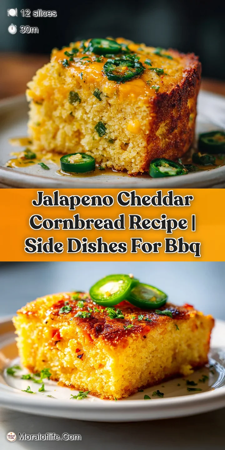 Close-up of warm cornbread studded with fiery jalape&ntilde;os. Hints of steam rise to meet the eye, hinting at fluffy texture an...