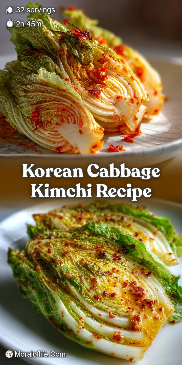 Close-up reveals the textured surface of kimchi: bright red pepper coats the juicy fermented cabbage, promising a flavorfu...