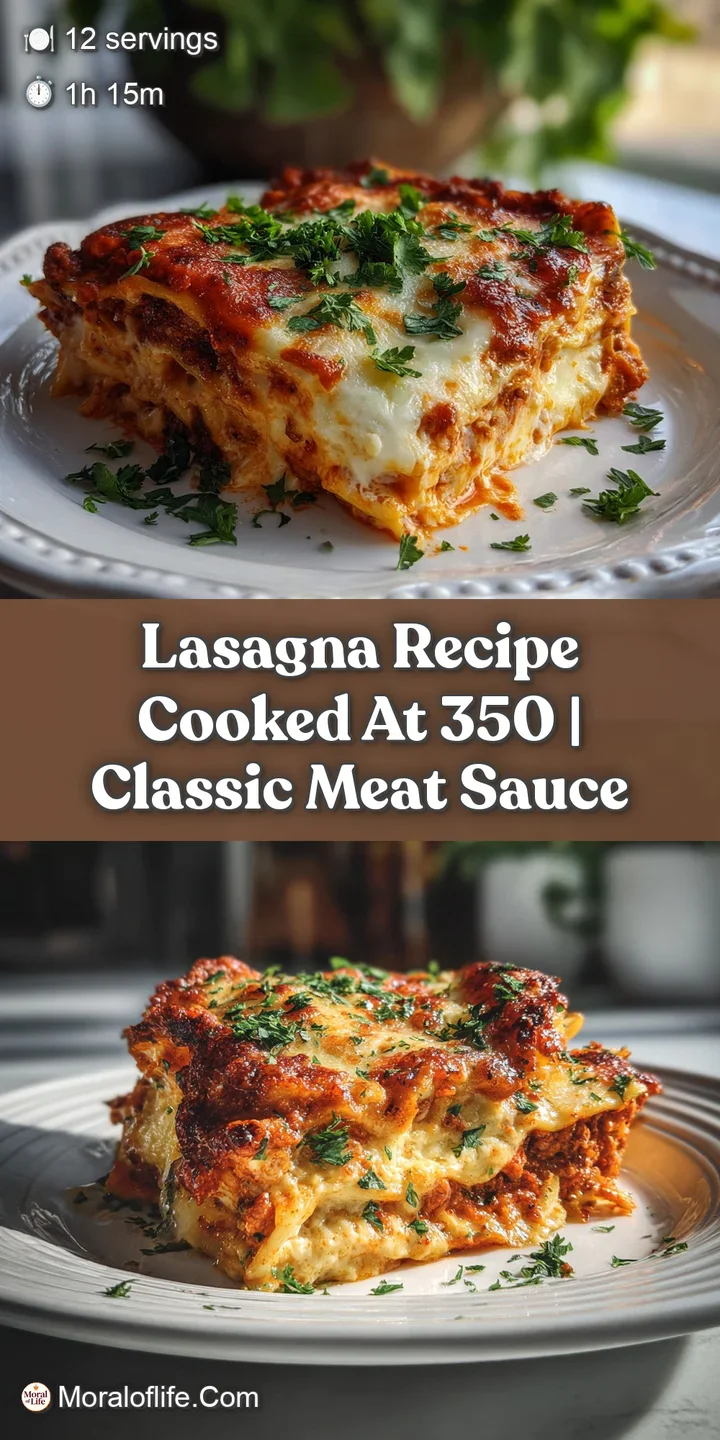 Close-up of lasagna reveals the texture of the melted mozzarella, vibrant tomato sauce, and browned, crispy pasta edges.