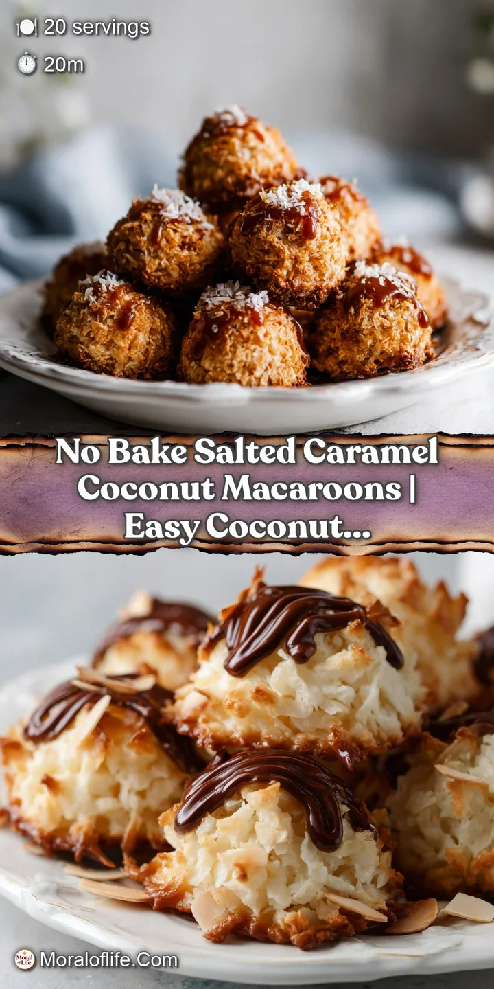 Close-up of chewy coconut macaroons with rich caramel glaze and flaky sea salt.