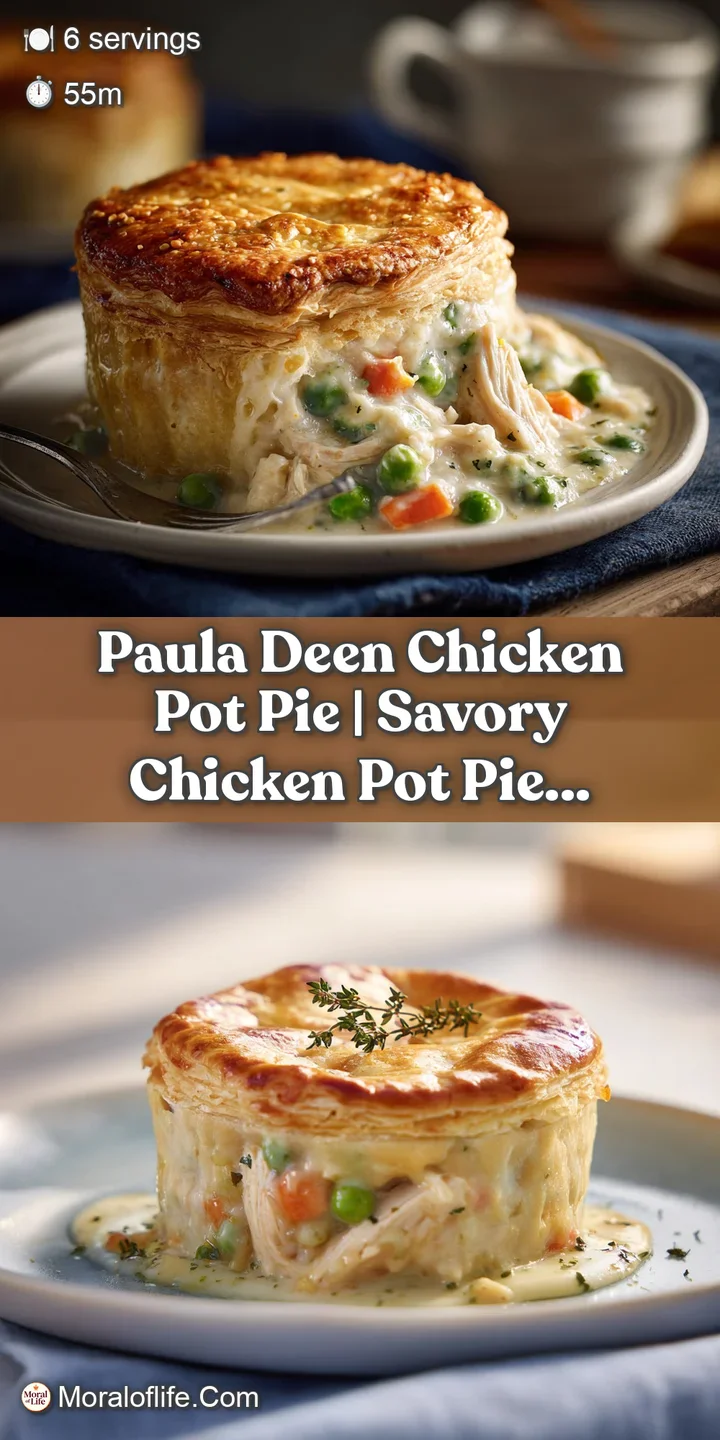 Close-up of a bubbling chicken pot pie filling, rich with tender chicken, carrots, and peas, peeking through crisp pastry.