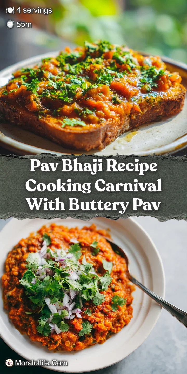 Close-up of glistening, vibrant-red pav bhaji, dotted with cilantro. A rich, buttery sheen invites a flavorful taste.