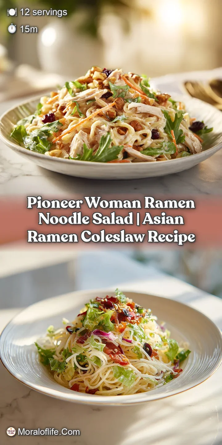 Close-up of tender ramen noodles coated in a creamy dressing, mixed with crisp vegetables and red chili flakes.