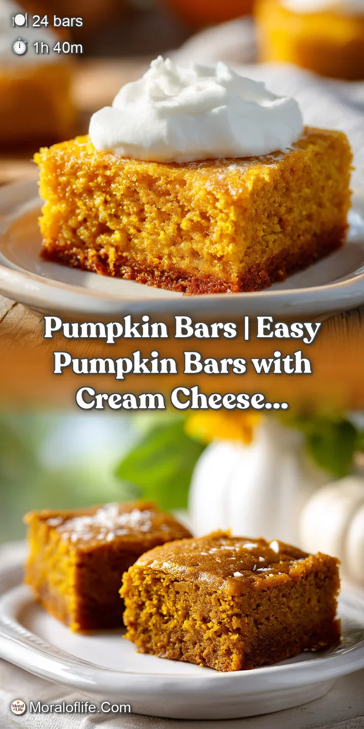 Close-up of fluffy pumpkin bar texture with a rich, smooth layer of cream cheese frosting, dusted with spice.