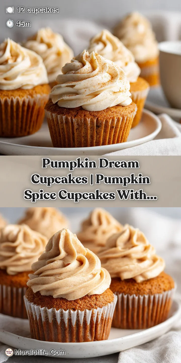 Close-up of a moist pumpkin cupcake with swirled orange frosting, showcasing the texture of the sprinkles and the cupcake'...