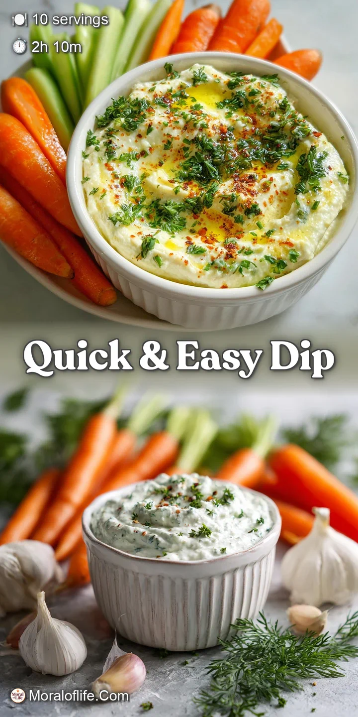 Enticing close-up reveals the thick, swirled texture of a garlic herb dip, promising a cool, refreshing, and savory bite.
