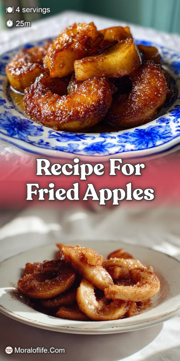 Close-up of glistening, soft fried apples showing caramelized edges and syrupy sauce, inviting and warm, ready to eat.
