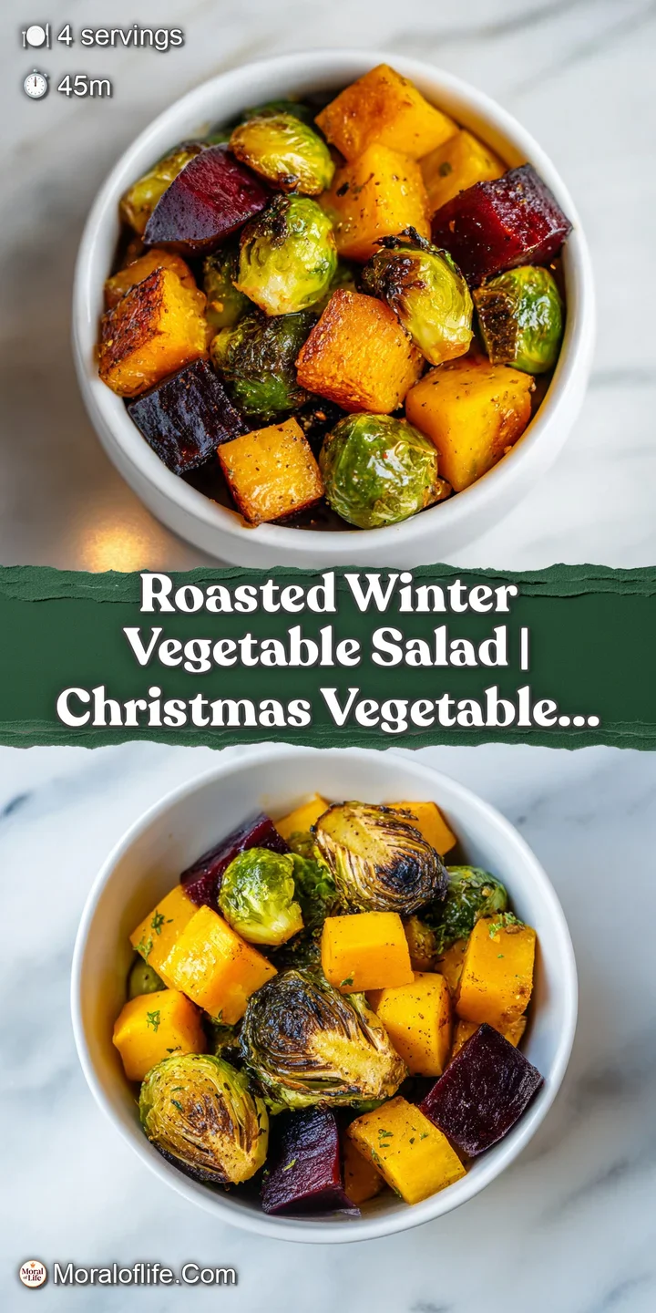 Close-up of honey-glazed roasted carrots and beets drizzled with dark balsamic glaze and topped with toasted walnuts.