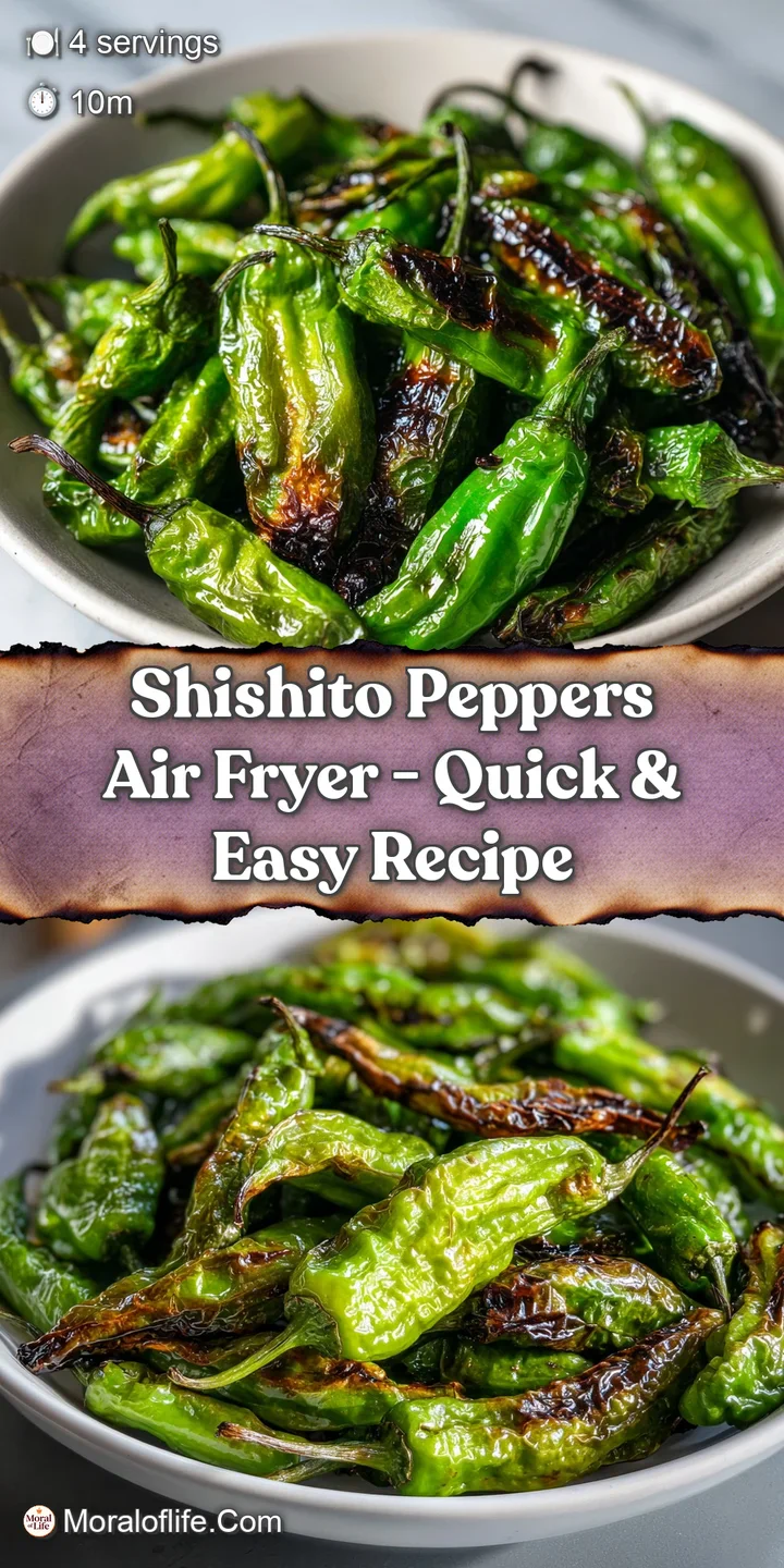 Close-up of glistening, blistered shishito peppers, showcasing their wrinkled skin and vibrant green color with hints of c...