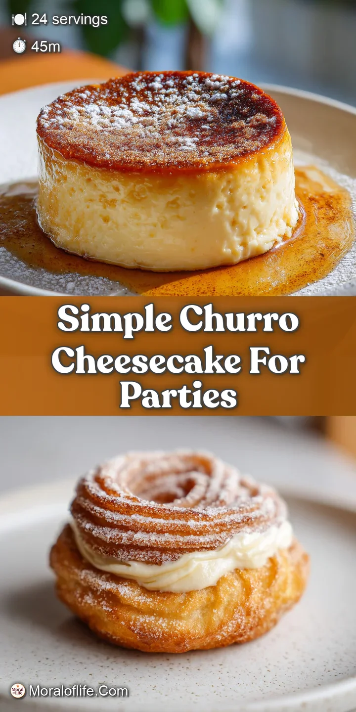 Close-up of the rich cheesecake filling with cinnamon-sugar coated churro pieces creating a textured, delicious dessert.