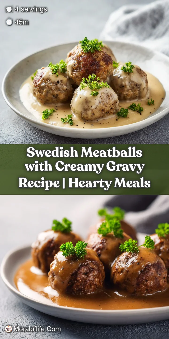 Close-up of golden-brown meatballs glistening under a velvety, smooth gravy, hinting at deliciousness.