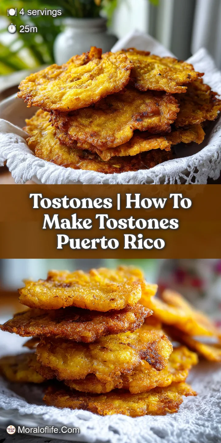 Close-up of a single, golden-brown tostone; its rough, blistered surface hints at the delightful crunch of the double-frie...