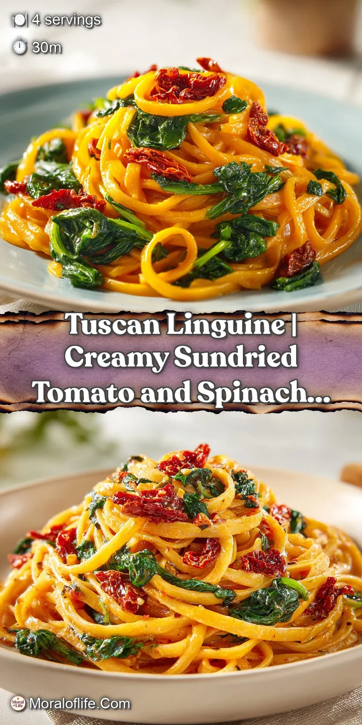 Close-up of glistening pasta strands entwined with rich, ruby-red sun-dried tomatoes and fresh flecks of black pepper.