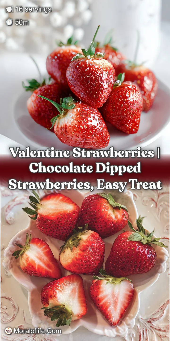 Close-up view of chocolate-covered strawberries, showcasing their shiny, crackly shell and the juicy, vibrant red fruit be...