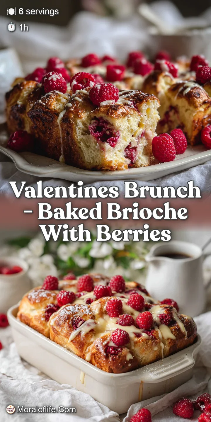 Close-up of berry and white chocolate brioche. Visible, melted white chocolate, juicy berries, and a golden, buttery crust...