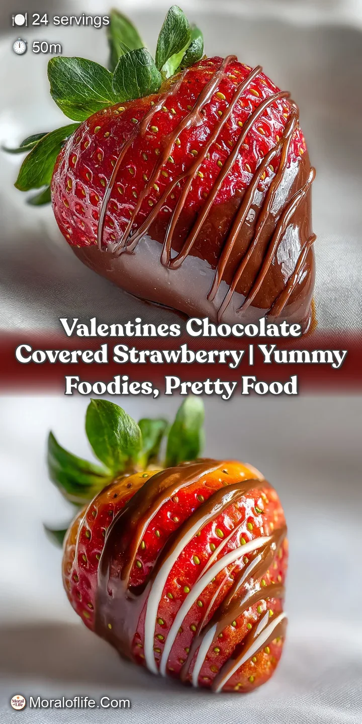 Close-up of a plump strawberry enrobed in rich, dark chocolate with a hard, glossy finish, hinting at a satisfying snap.