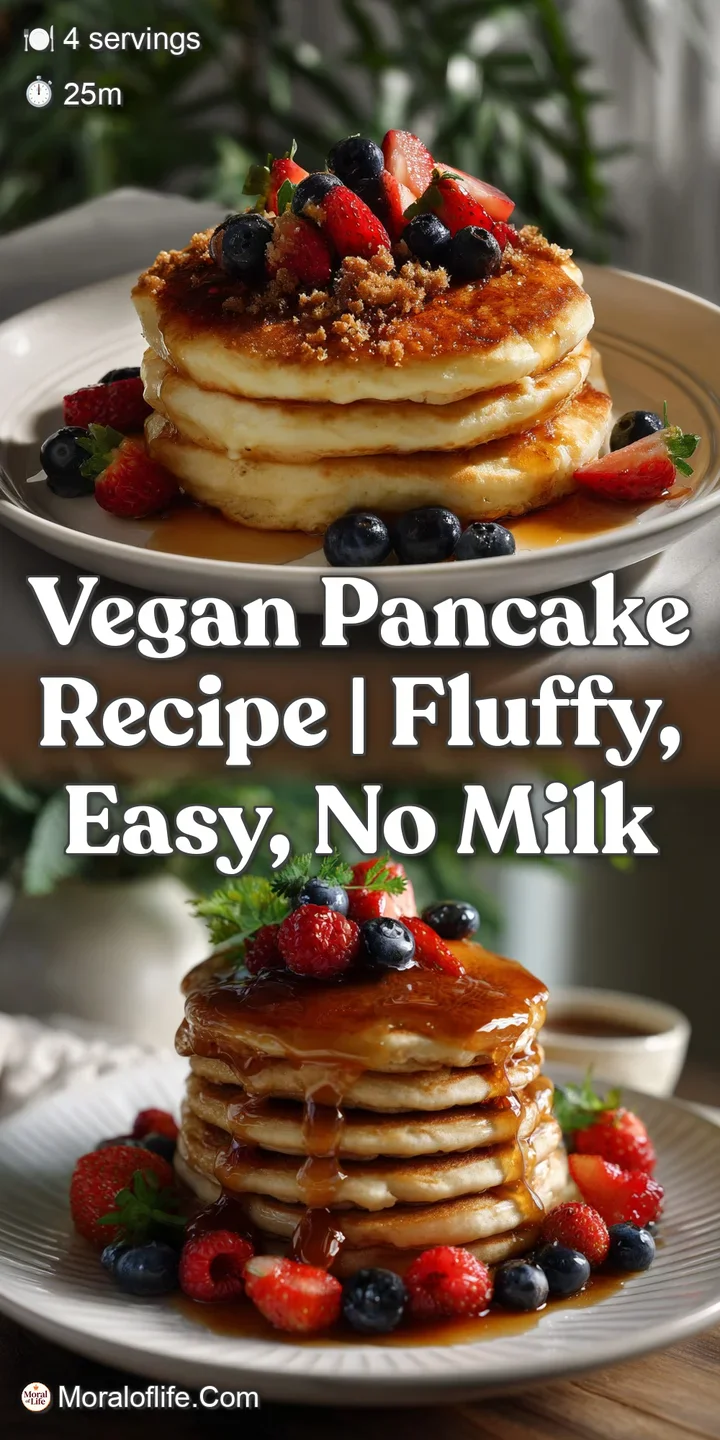 Close-up of a single pancake: golden brown edges, soft interior, and bubbles suggesting airy texture. Warm, inviting, and ...