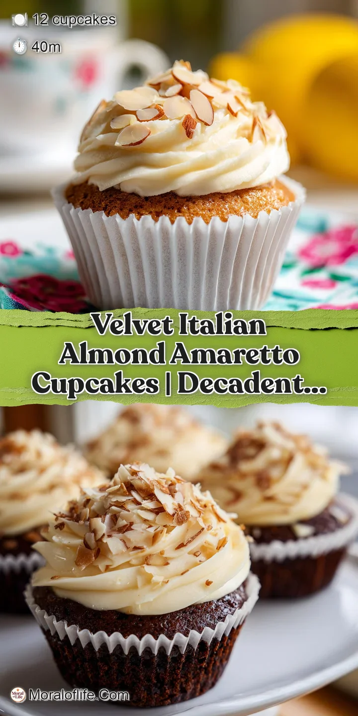 Close-up of a fluffy cupcake's creamy frosting, dotted with toasted almond slivers, hinting at sweetness.