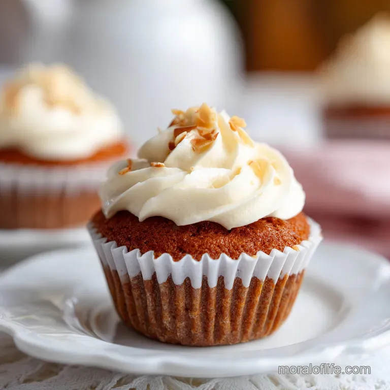 A trio of frosted cupcakes arranged artfully on a white plate, adorned with slivered almonds.