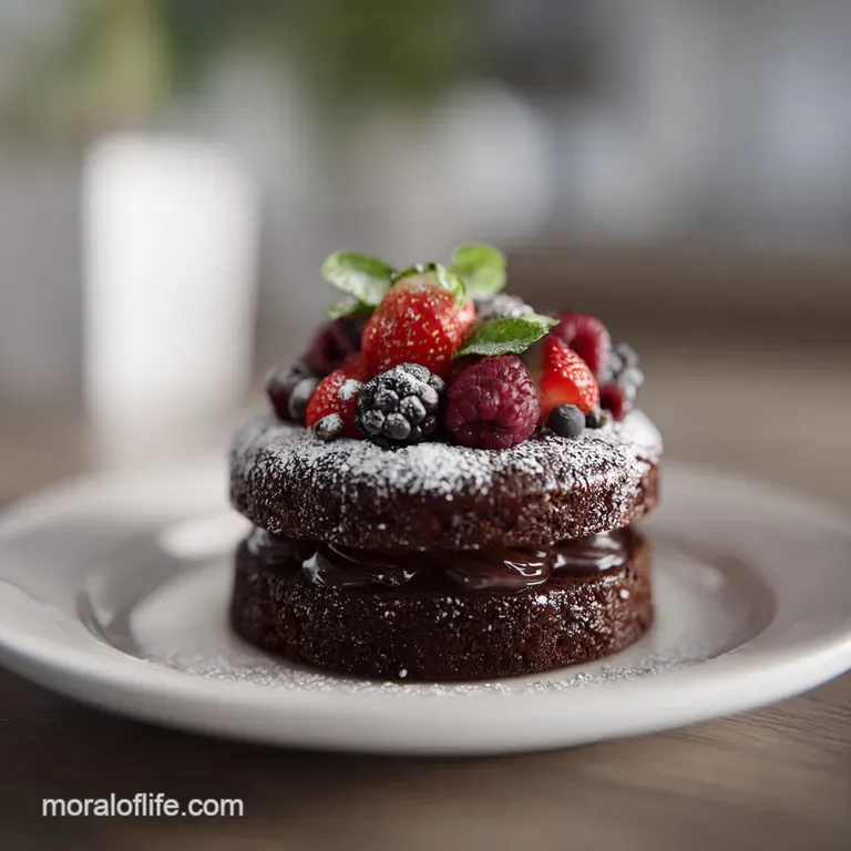 A slice of decadent chocolate cake, revealing moist crumb, served with a swirl of cream.