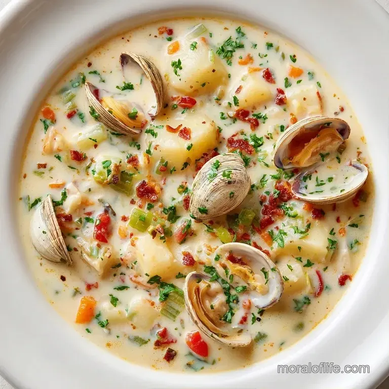 Thick creamy soup in a white ceramic bowl garnished with chopped parsley, served with a crusty piece of toasted bread.