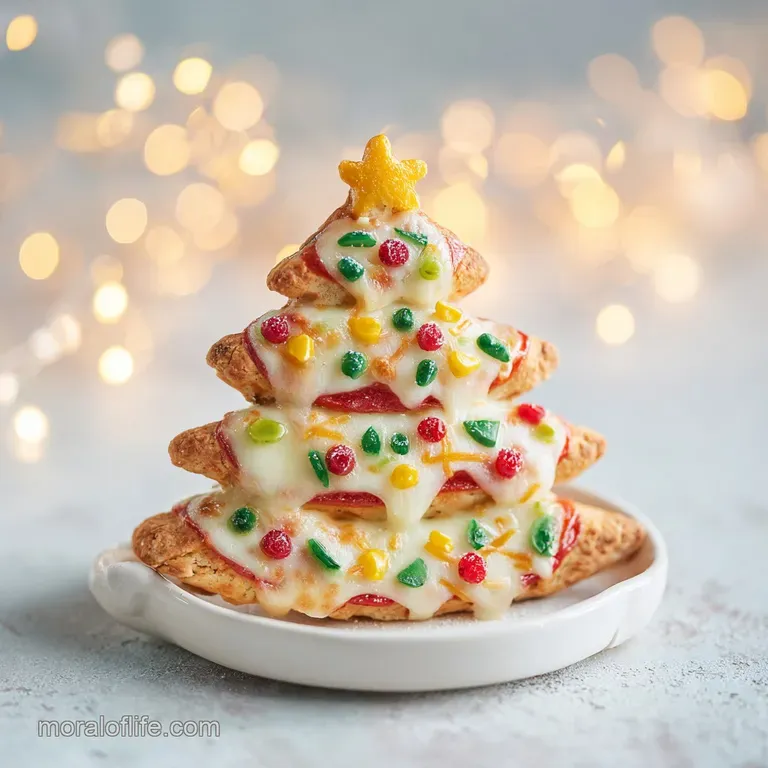 A single, perfectly baked mini pizza, glistening with melted cheese and topped with red bell pepper stars.