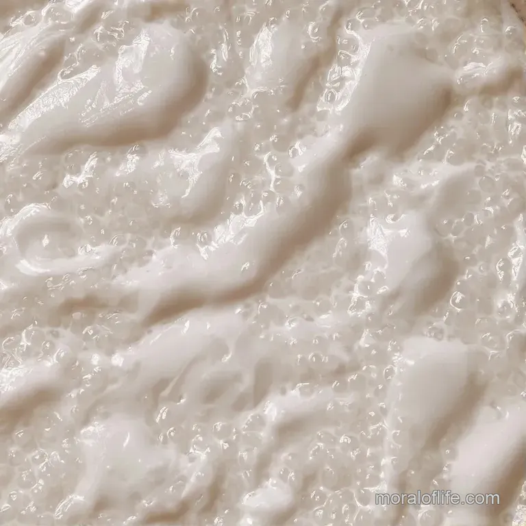 A glass bowl of creamy white pudding topped with toasted coconut flakes and a fresh mint leaf on a marble surface.