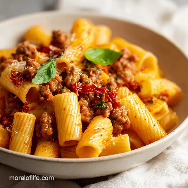 Sausage Rigatoni: Creamy Tomato and Spinach Pasta