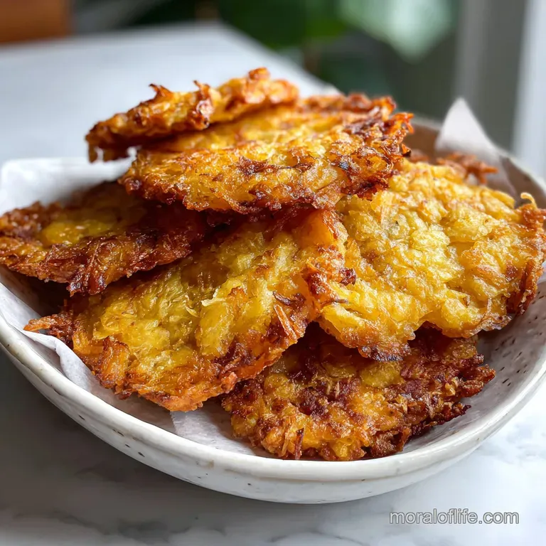 Perfectly formed tostones, glistening, with flaky sea salt and a side of vibrant green dipping sauce elegantly placed on a...