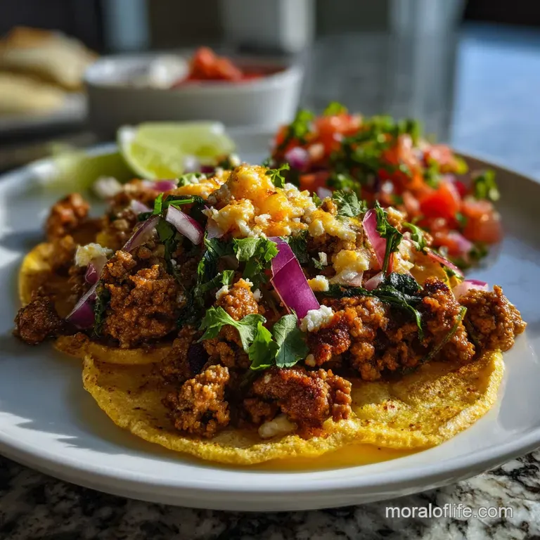 A sculpted mound of seasoned meat, garnished with finely diced tomatoes and a dollop of cool, creamy sour cream, appealing.