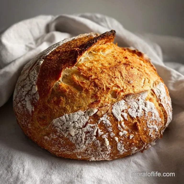 Thick slice of crusty bread, glistening with butter, next to a bowl of steaming soup. Rustic, comforting, and inviting.