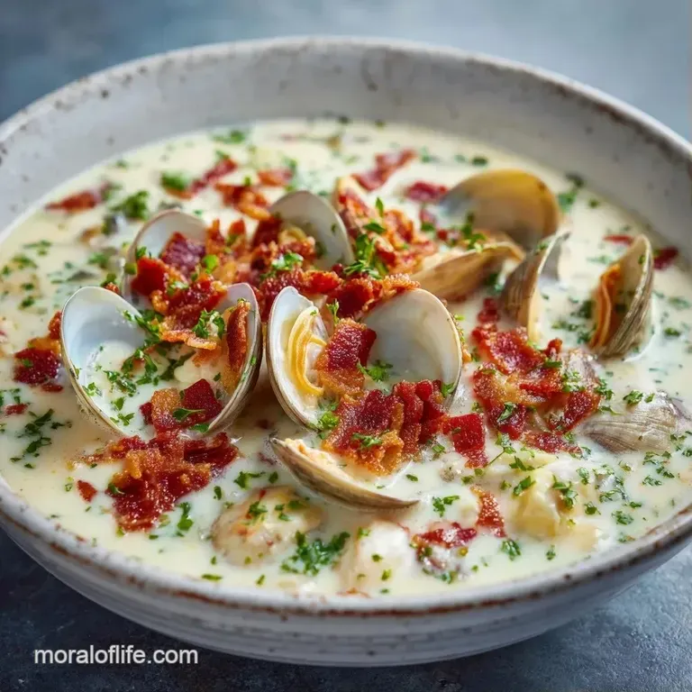 A white porcelain bowl of thick cream soup garnished with fresh thyme and served with a toasted sourdough slice.