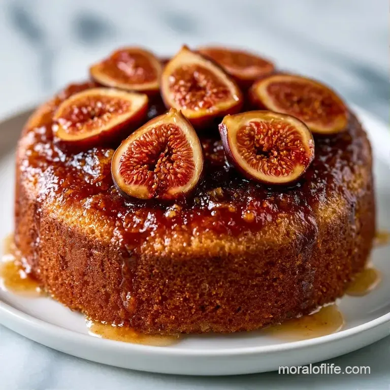 A neat slice of moist, golden cake on a white plate, accented by a honey drizzle and a small sprig of fresh mint.