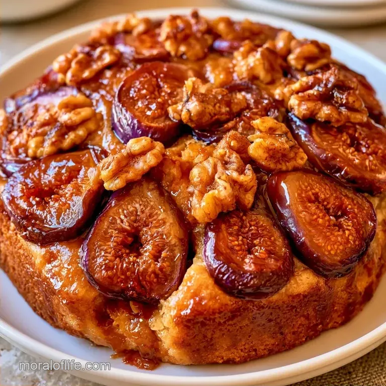 Fresh Fig Walnut Upside Down Cake: Caramelized