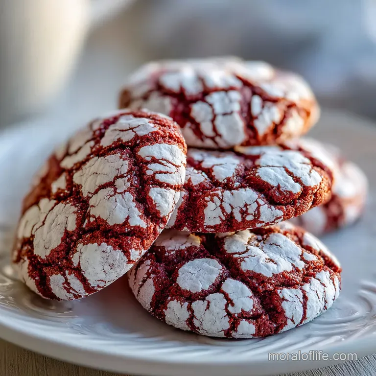 Soft Fudgy Red Velvet Crinkle Cookies