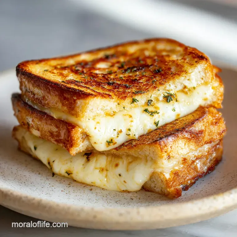 Garlic Bread Grilled Cheese with Parmesan Crust