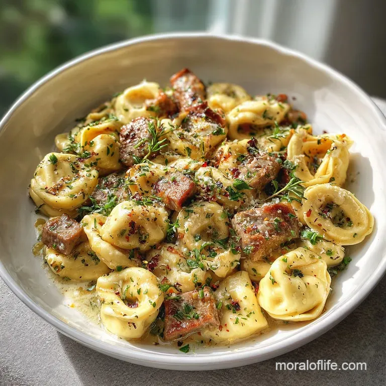 Garlic Steak Tortellini with Velvety Sauce