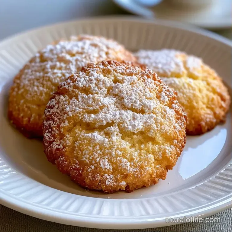 A stack of bright citrus cookies on a white ceramic plate, garnished with thin lemon slices and a fresh mint sprig.