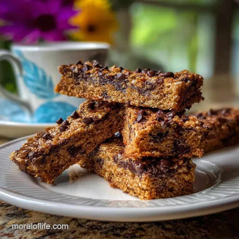 Stacked gluten-free bars drizzled with a shiny glaze & sprinkled with sea salt flakes on a white plate. Inviting and appet...