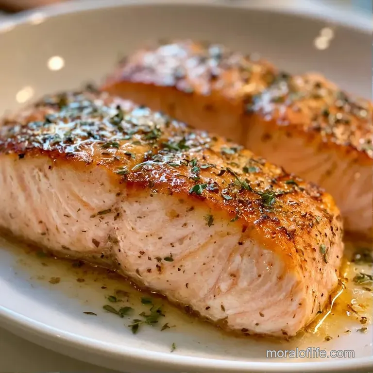 Flaky pink salmon fillet atop a bed of quinoa and saut&eacute;ed greens, finished with a bright yellow lemon wedge.