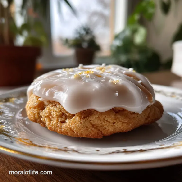 Elegant plate of cookies, each meticulously iced with a hard, shiny glaze. Colors pop, from pastels to deep hues, offering...