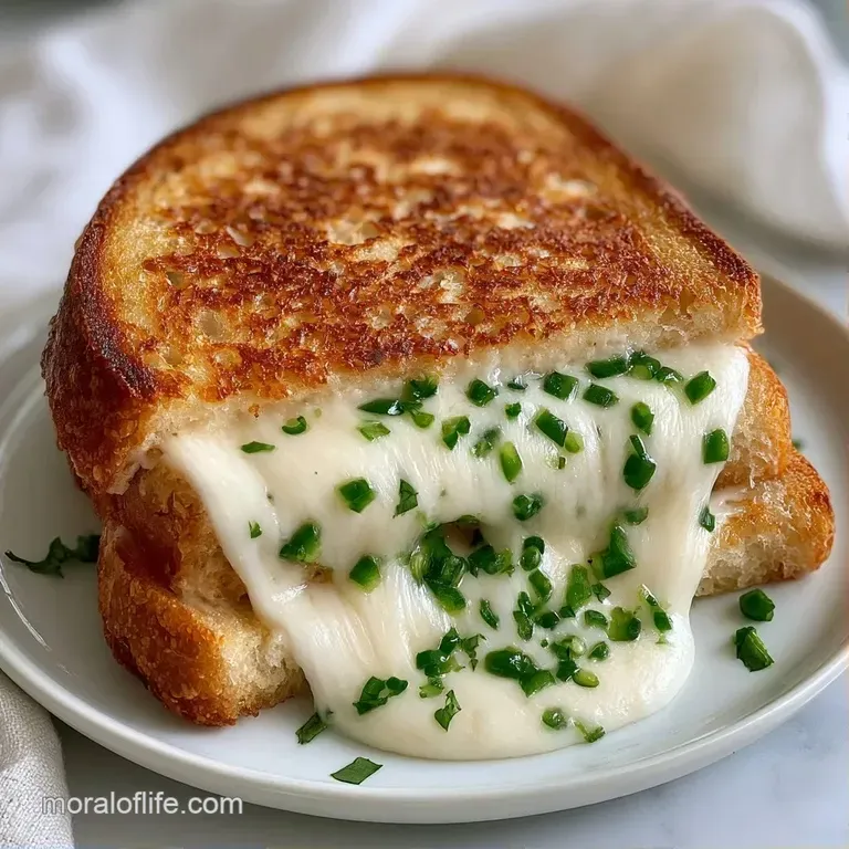 Two toasted sandwich halves on a rustic wood board served with a side of creamy dip and fresh green parsley.