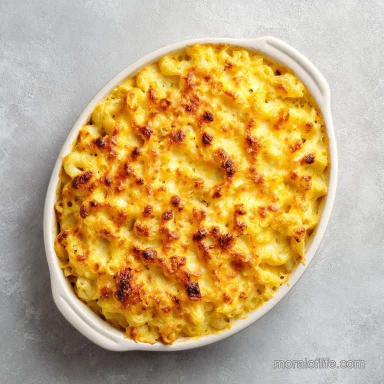 A generous scoop of creamy, golden mac and cheese in a rustic bowl, garnished with fresh parsley.