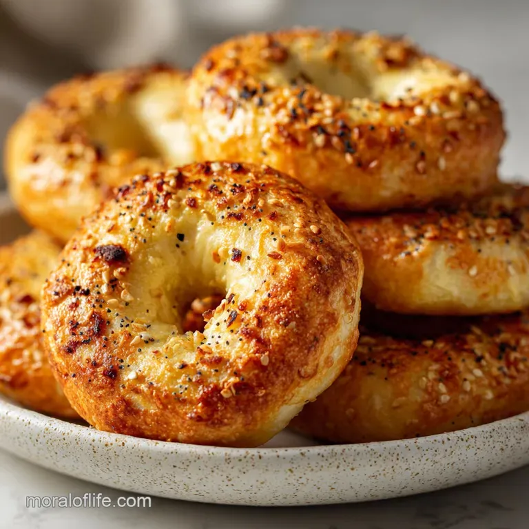 Two warm bagels sit cut-side up on a plate, cream cheese glistening, hinting at a light and fluffy texture, ready to enjoy.