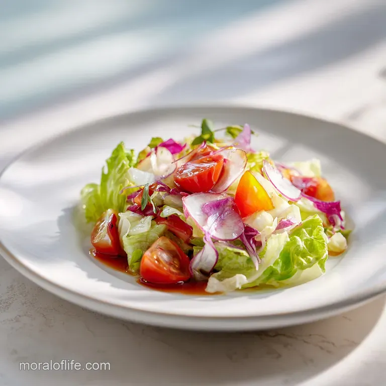 Creamy, tangy dressing cascading down a vibrant salad of mixed greens, tomatoes, corn, and black beans in a bright, artful...