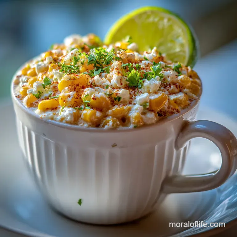 A single cup of elote, overflowing with bright yellow corn, creamy sauce, and chili, garnished with cilantro.