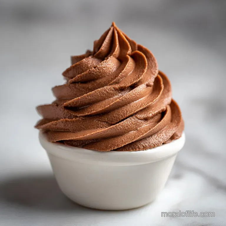Piping of milk chocolate buttercream on a cupcake, a soft, light brown, topped with chocolate shavings. Delicate, creamy, ...
